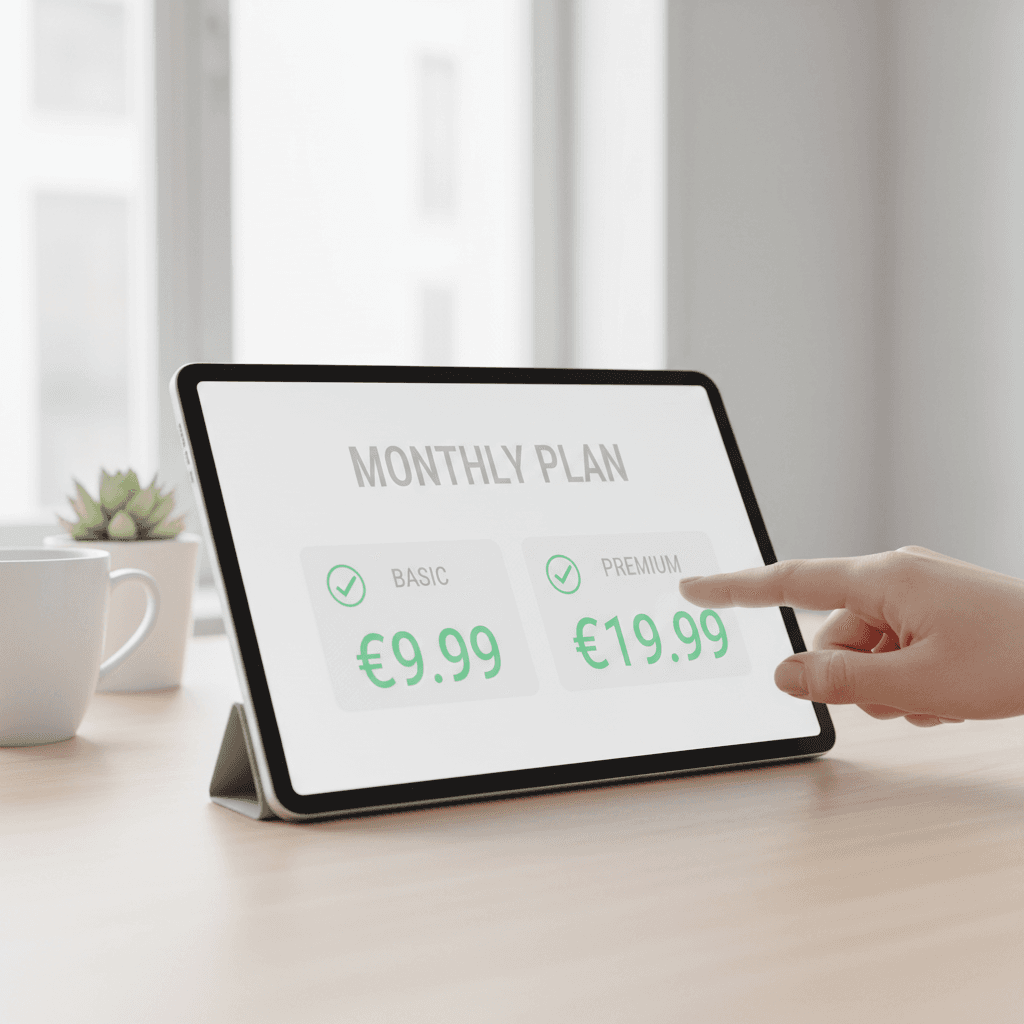 Transparent monthly pricing display